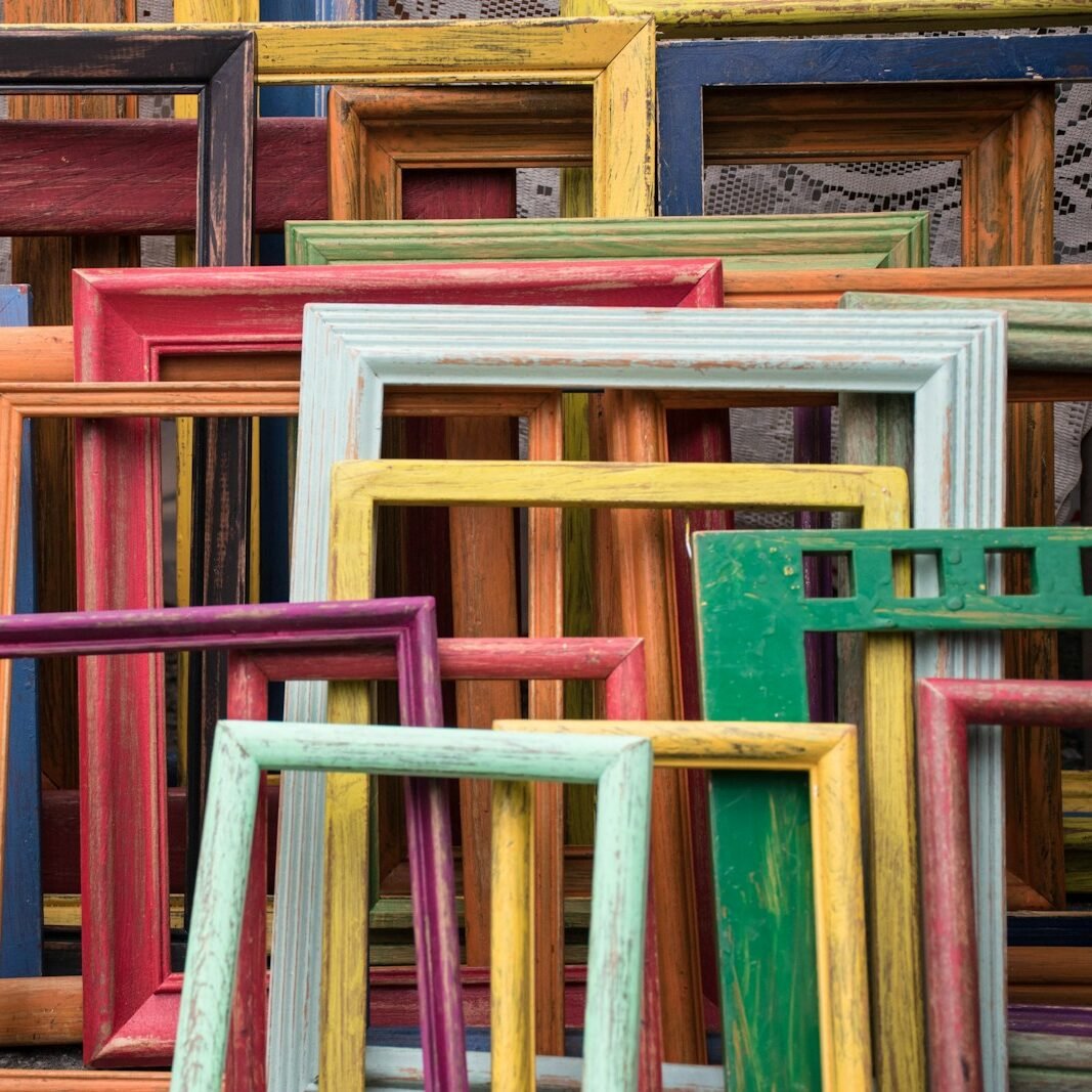 assorted-color wooden frames